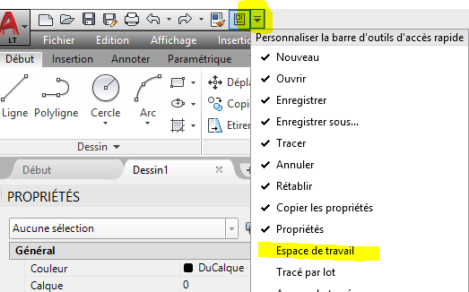 autocad 2017 barre outils