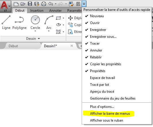 autocad 2017 barre outils