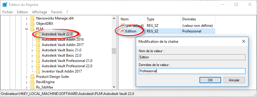 Vault Basic, Workgroup, Professional 2017 sur la même machine