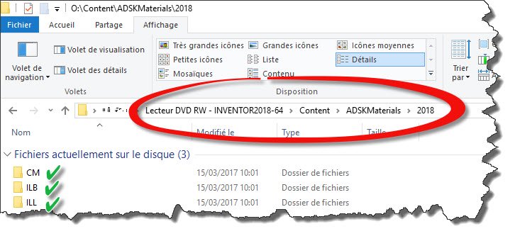 Probleme navigateur de matières et d'apparences Inventor