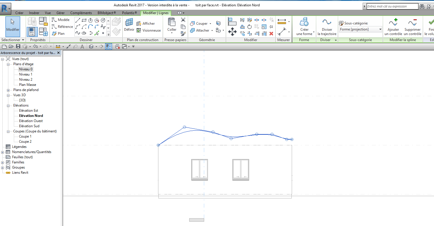Créer un toit par face sur un volume in situ dans revit
