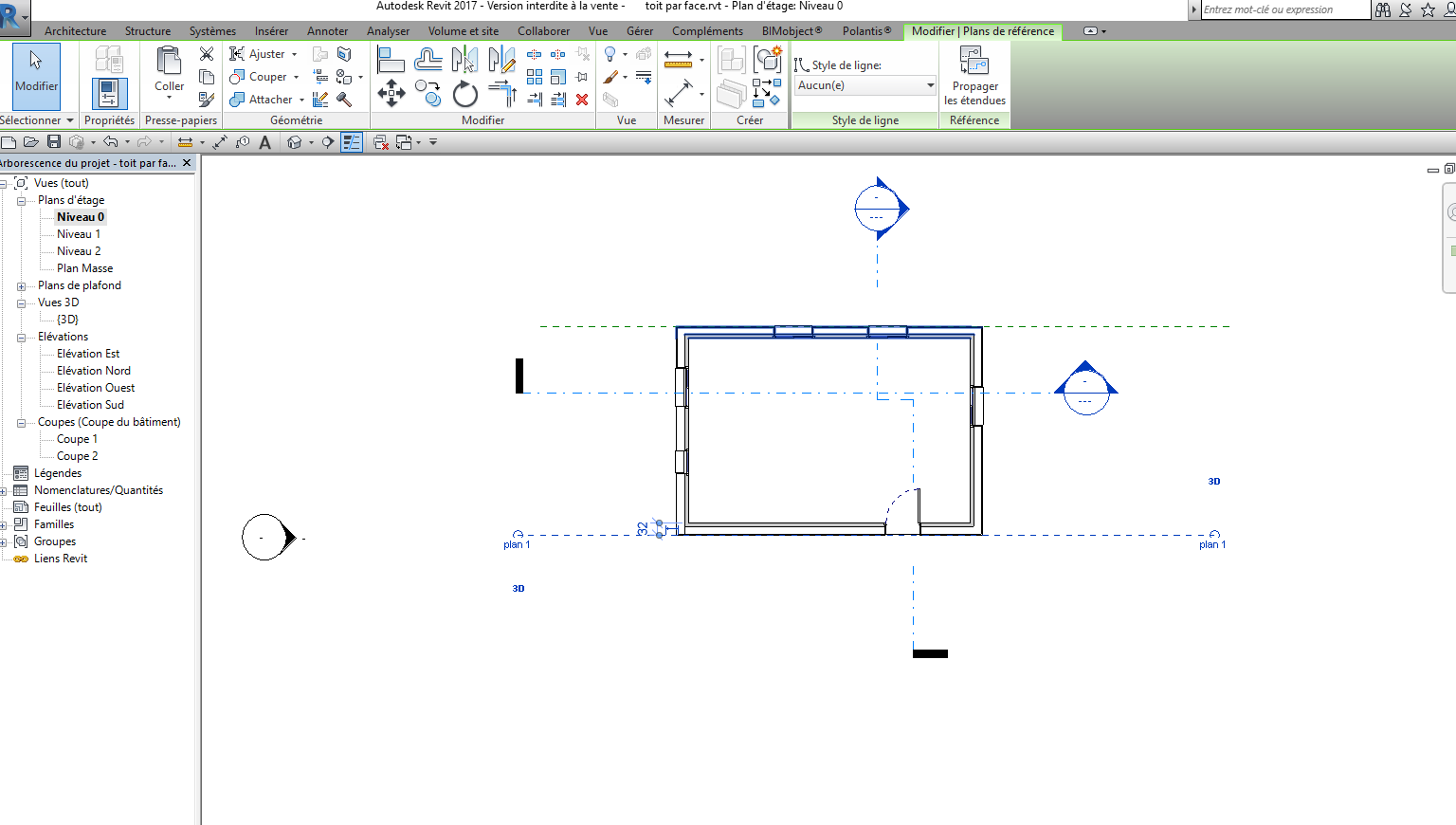 Créer un toit par face sur un volume in situ dans revit