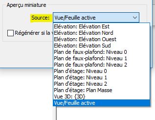 miniatures dans Revit