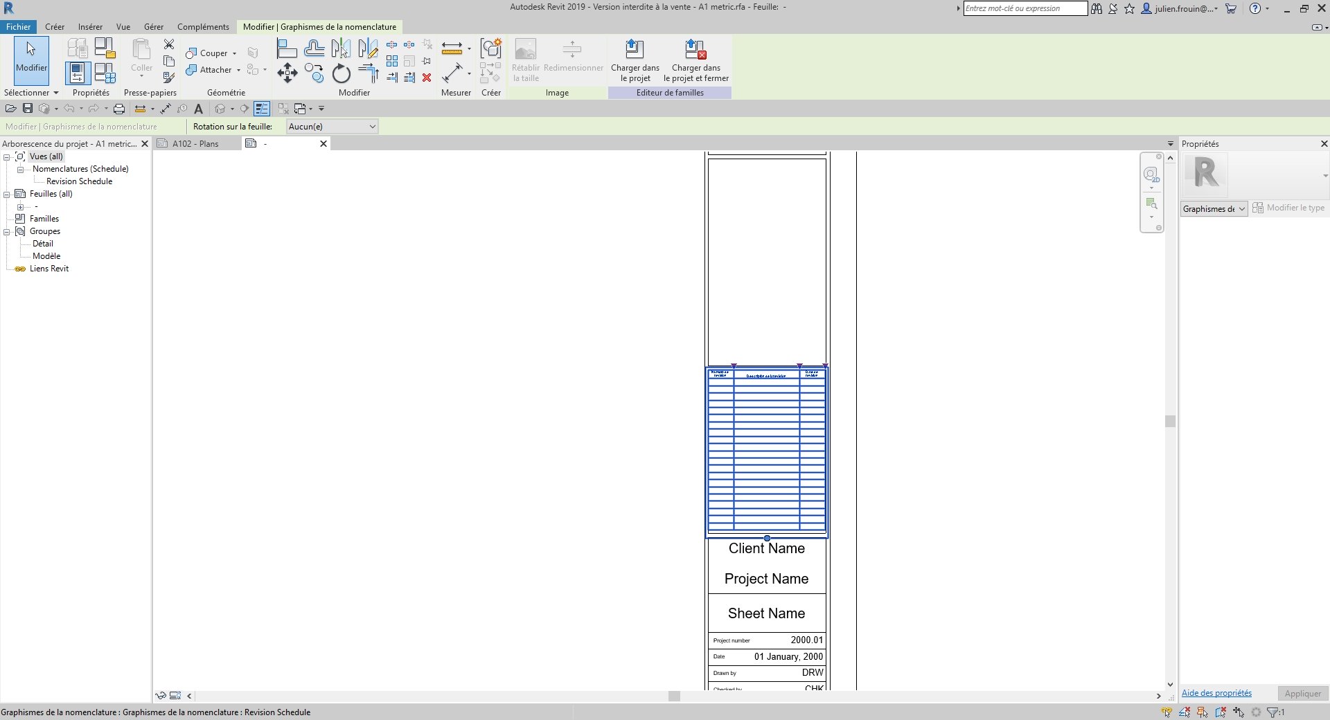 Indices de révisions sur feuilles livrables