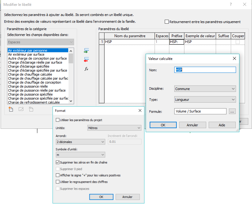 Hauteur sous Plafond dans Revit