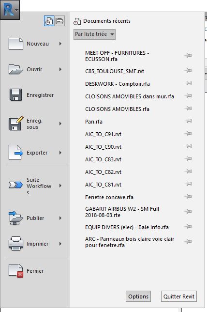 double-clic dans revit