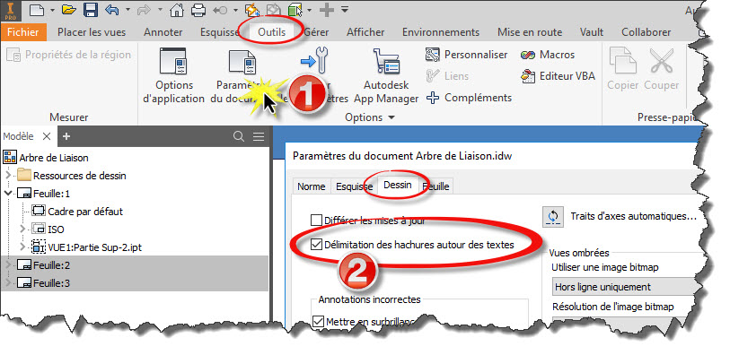 hachures autour des textes