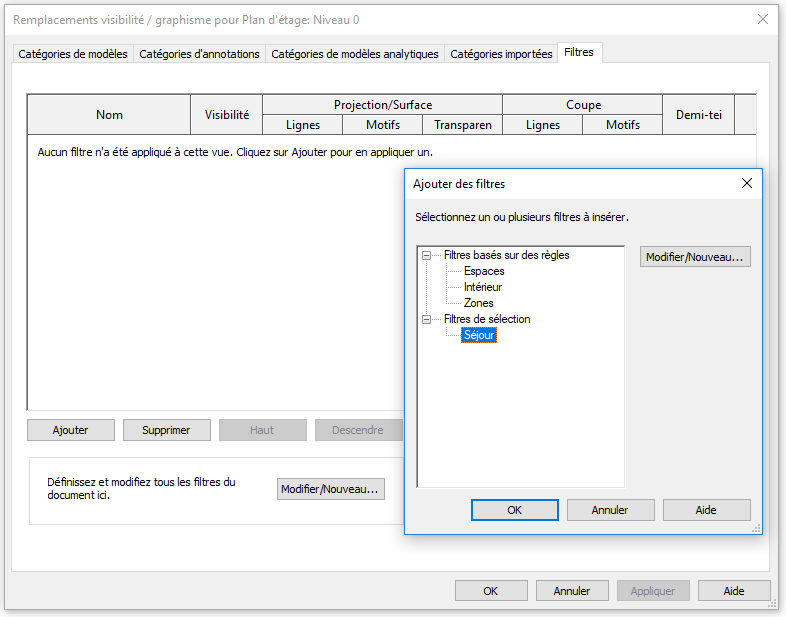 modifier une sélection dans Revit