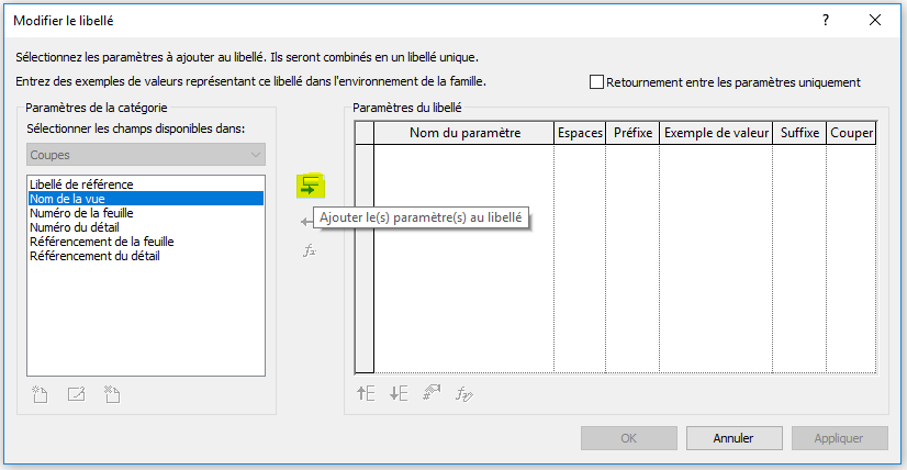 Modifier le libellé d'une coupe sur Revit