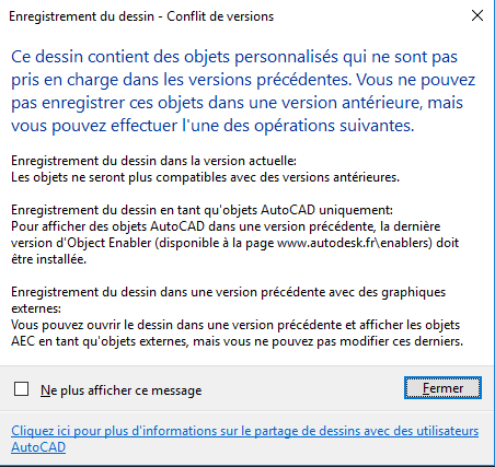versions DWG et DXF