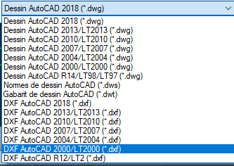 versions DWG et DXF