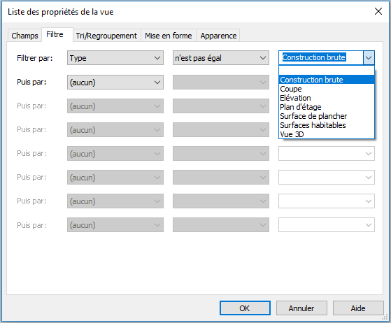liste de vues REVIT