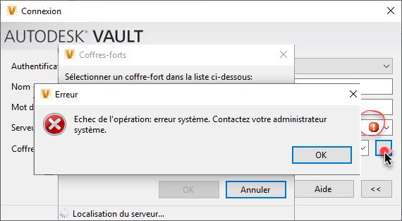 échec de l'opération