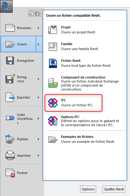 fichier IFC en famille Revit RFA