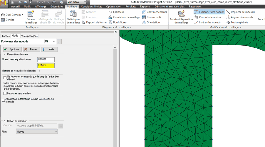 fusionner des noeuds dans moldflow