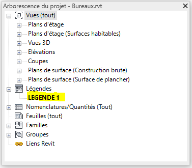 Créer une légende dans REVIT