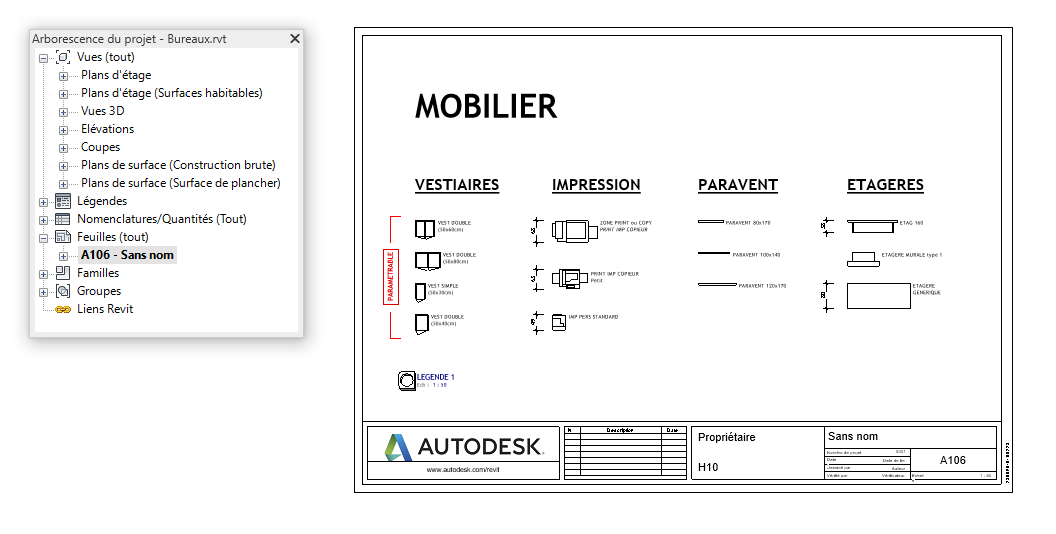 Créer une légende dans REVIT