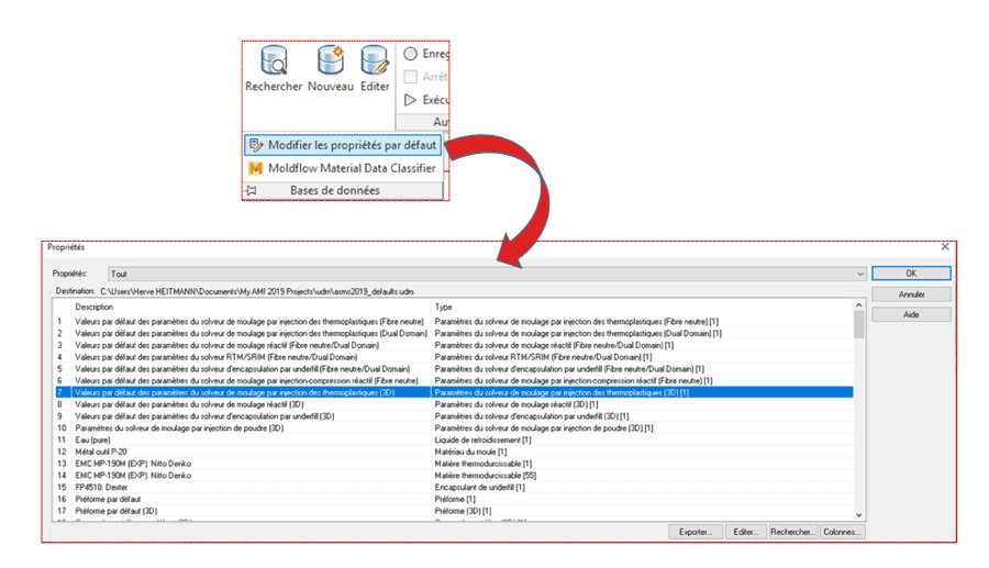 modifier les propriétés de l’interface synergy