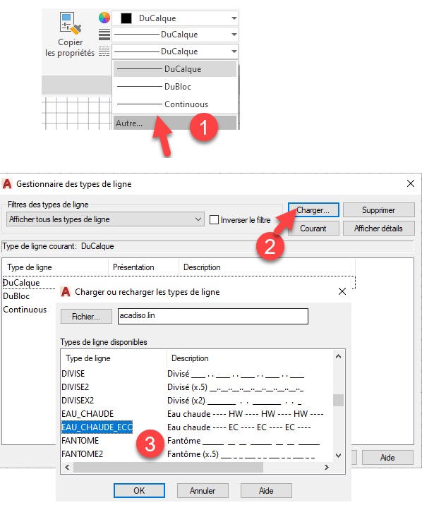 AutoCAD Personnaliser des types de ligne