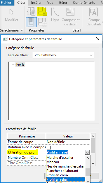 Profil en relief et en creux
