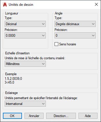 AutoCAD dessin et unités