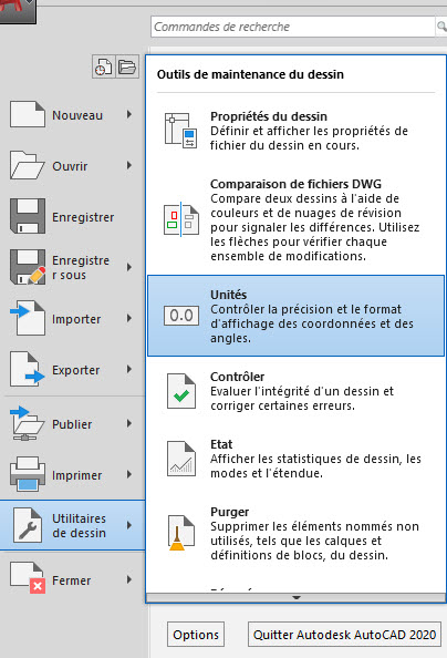 AutoCAD dessin et unités