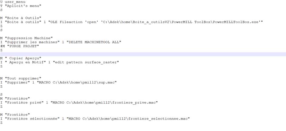 macros depuis l’explorateur de PowerMill