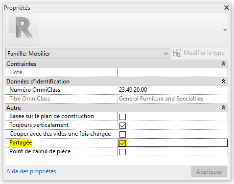 dénombrer les composants d’une famille dans Revit
