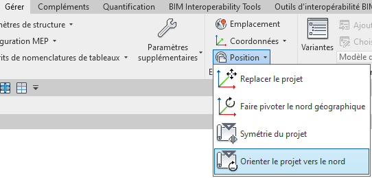 Nord de projet sur Revit