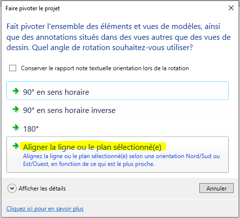 Nord de projet sur Revit