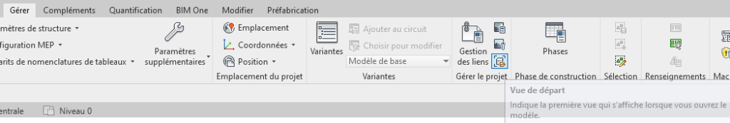 vue d’ouverture pour un projet Revit