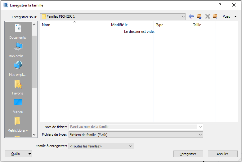 Transférer des familles d'un fichier vers un autre fichier Revit