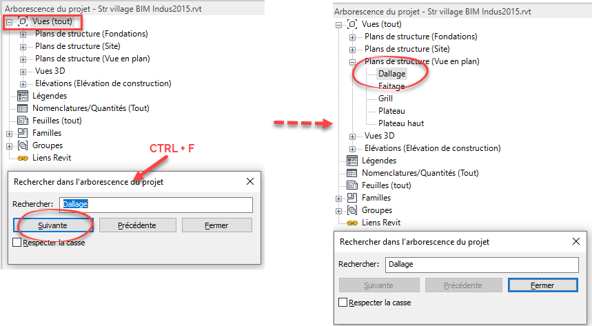 Recherche Rapide dans REVIT