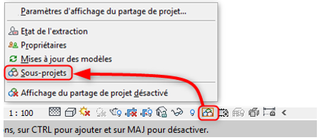 L'affichage des sous-projets