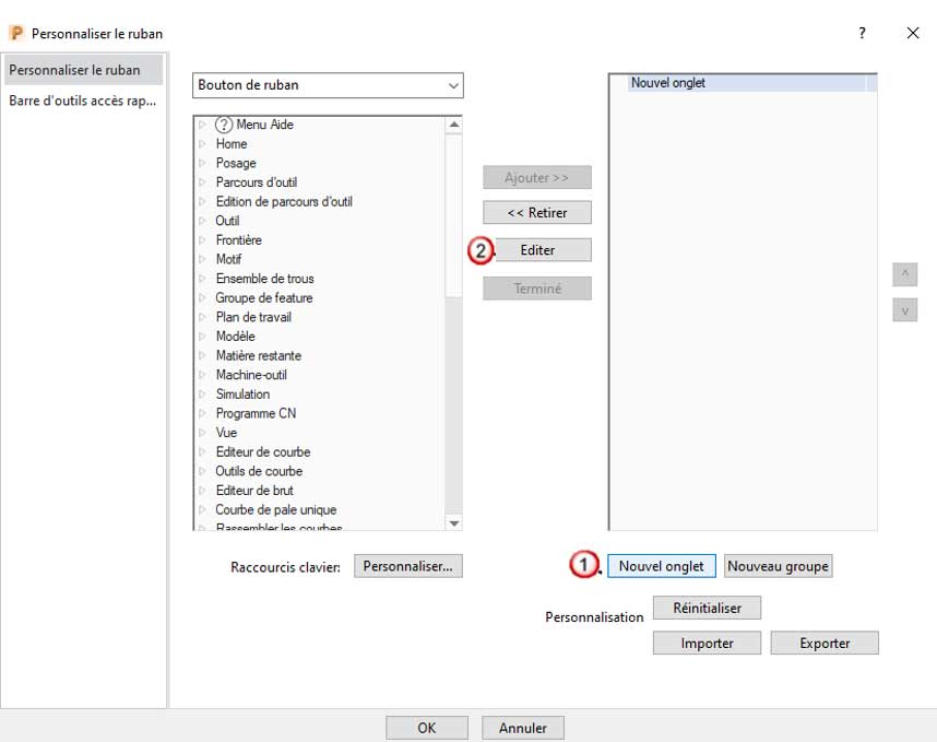 PowerMill Personnaliser les barres d’outils