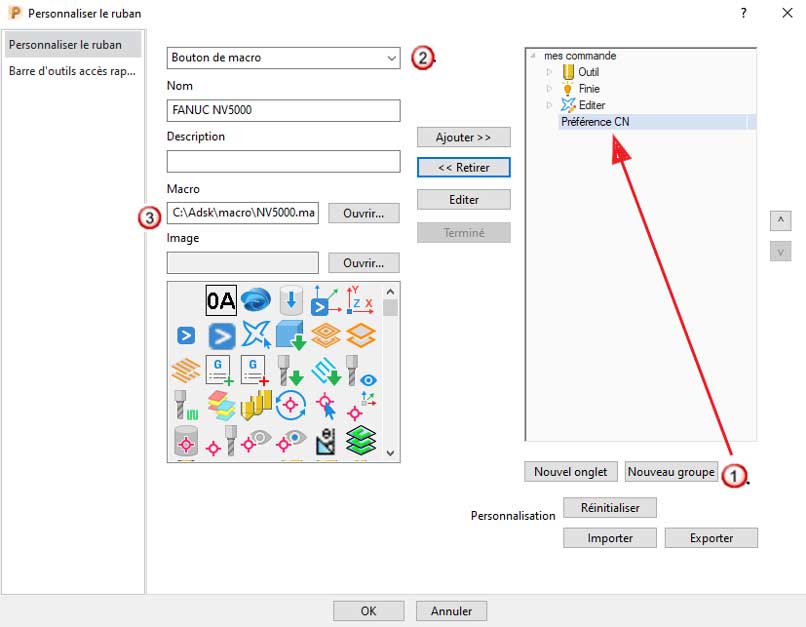 PowerMill Personnaliser les barres d’outils