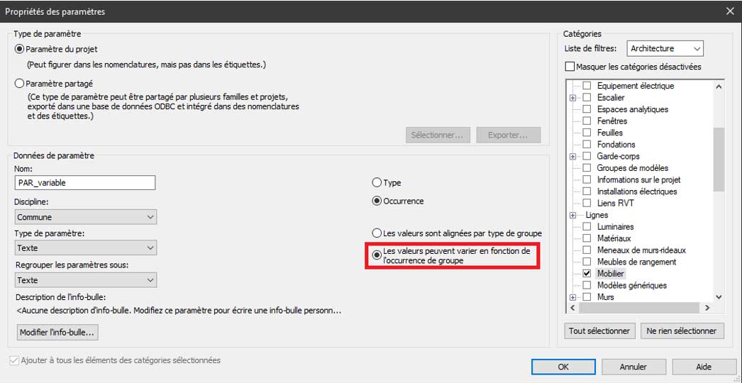 revit parametre de projet