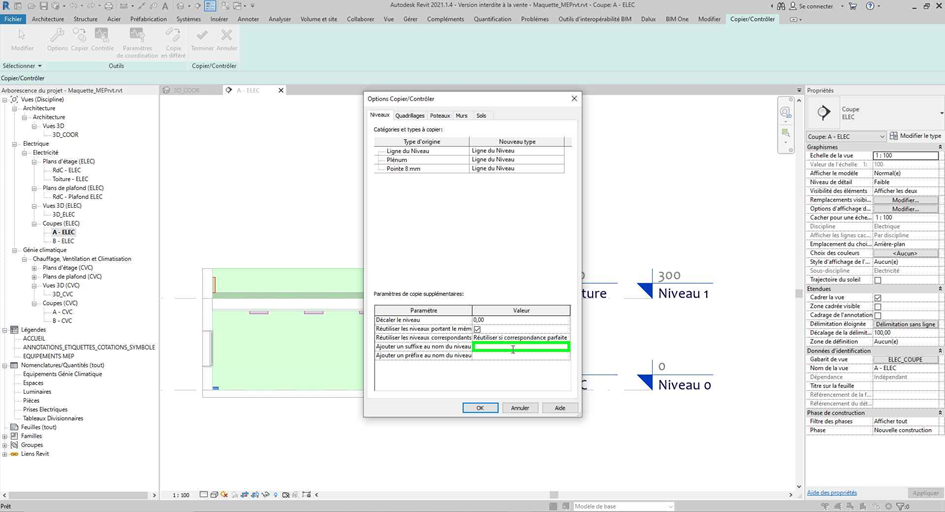 Copier/Contrôler Revit