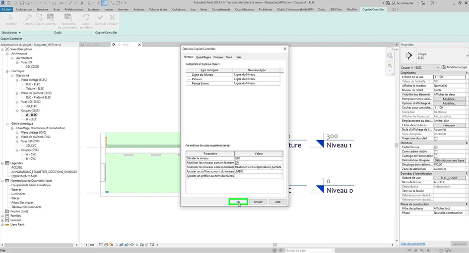 Copier/Contrôler Revit