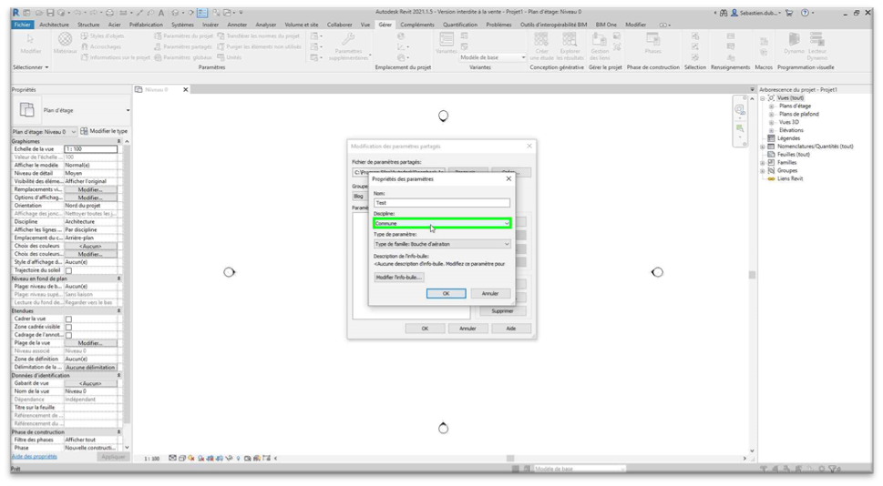 Revit - Les paramètres partagés