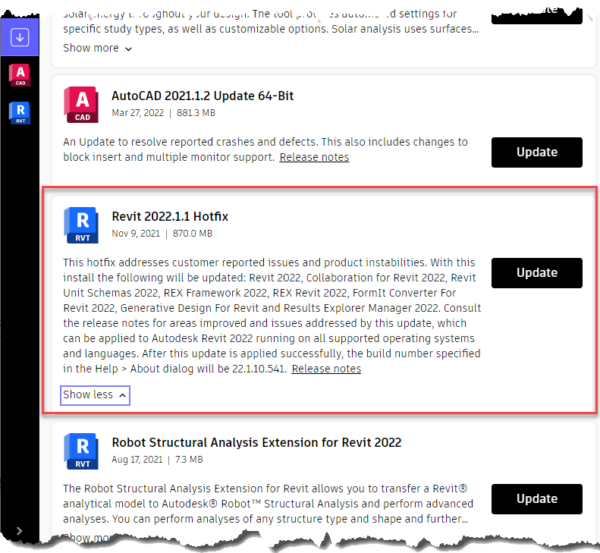 Application Bureau Autodesk - Mises à Jours