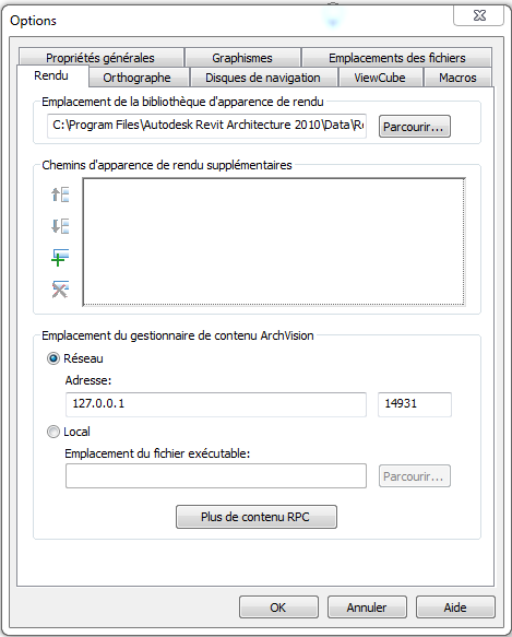 Matériaux Autocad