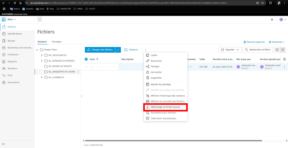 Détacher du fichier central